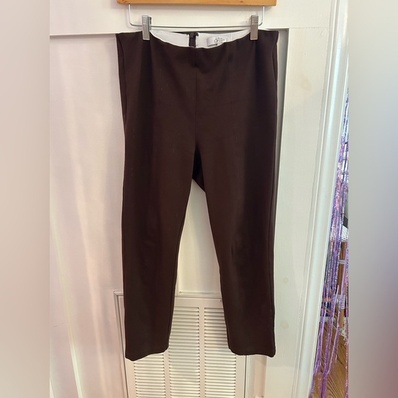 Pearl by Lela Rose brown stretchy Susie pants back zipper size 10 - Picture 1 of 4